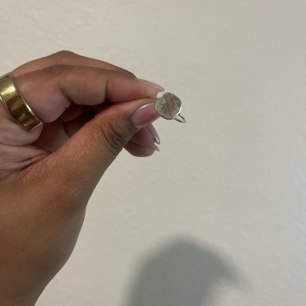 Faceted Flat Smoky Quartz Sterling Silver Ring - Picture 3 of 3